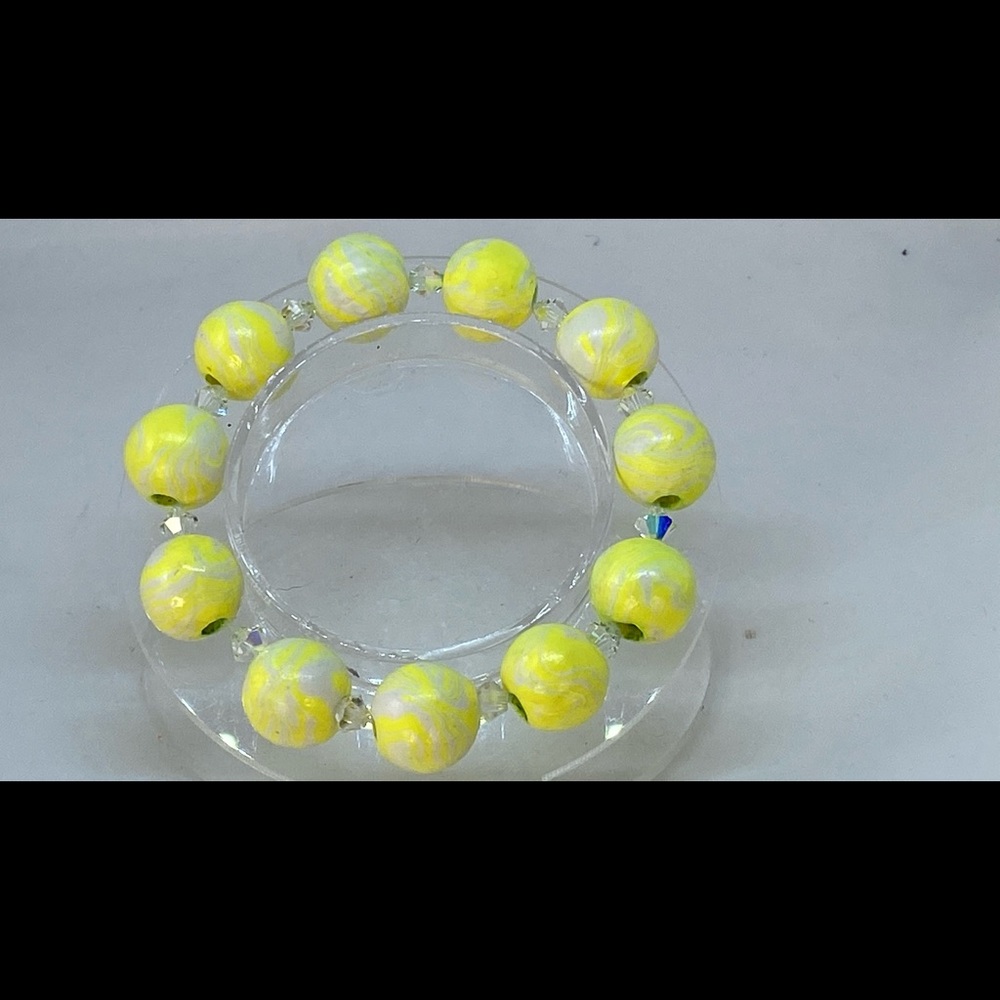Handmade Polymer Clay Yellow Beaded Bracelets - Picture 10 of 10